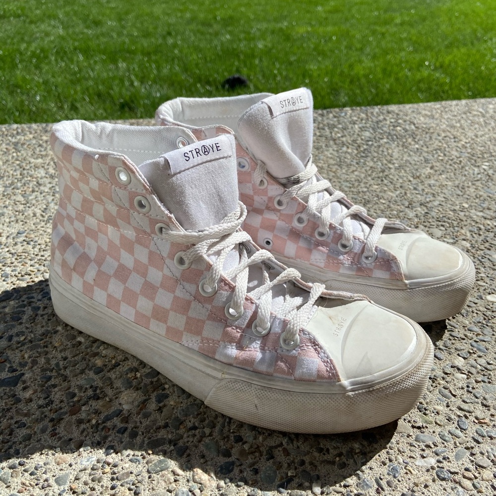 checkered high vans